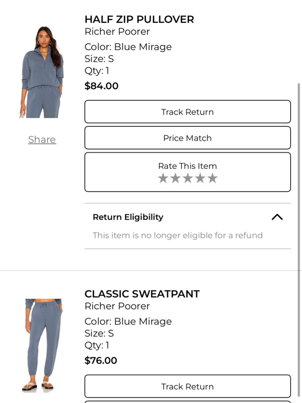 Richer Poorer Blue Mirage Cozy Half-Zip Pullover and Sweatpants Set